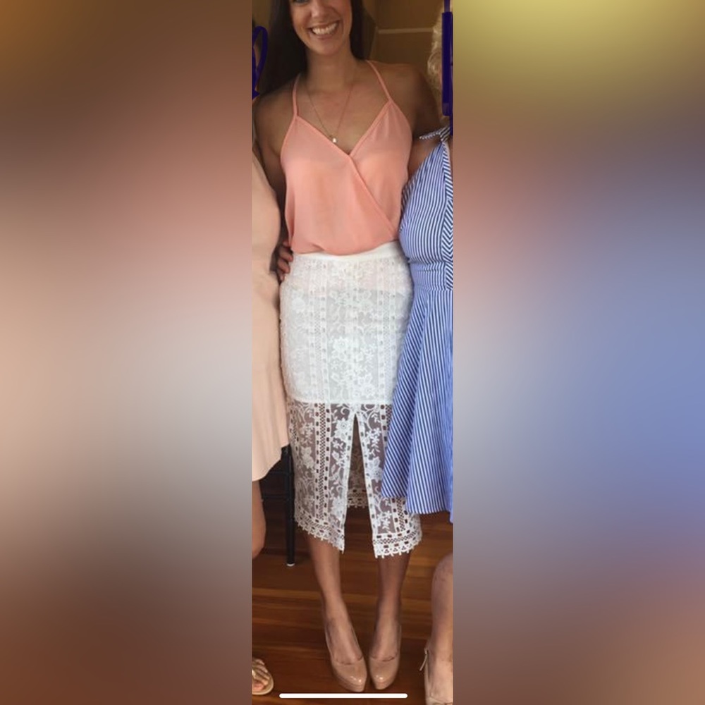 Lace white bridal shower bride lovers era skirt